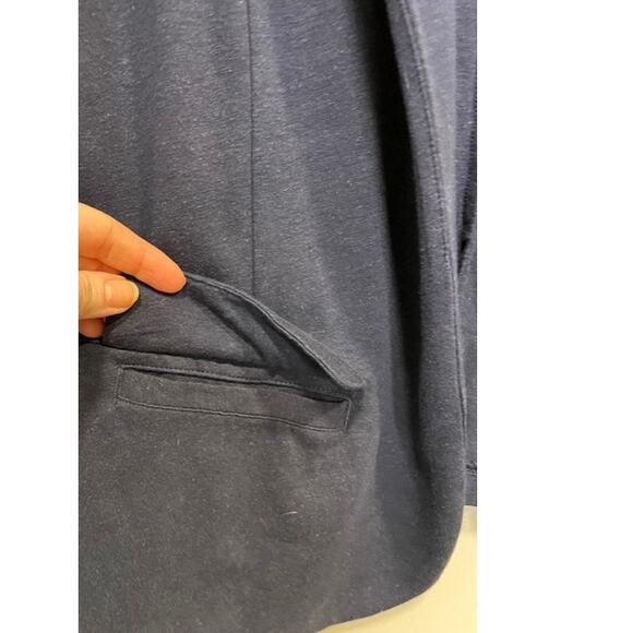 J Jill Linen Rayon Blend Knit Blazer Jacket Small Open Front Navy Blue - Picture 7 of 7